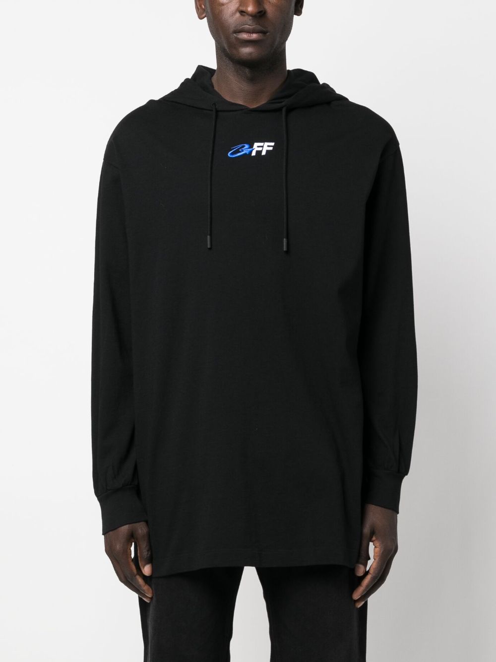 Shop Off-white Slogan-print Drawstring Hoodie In Black