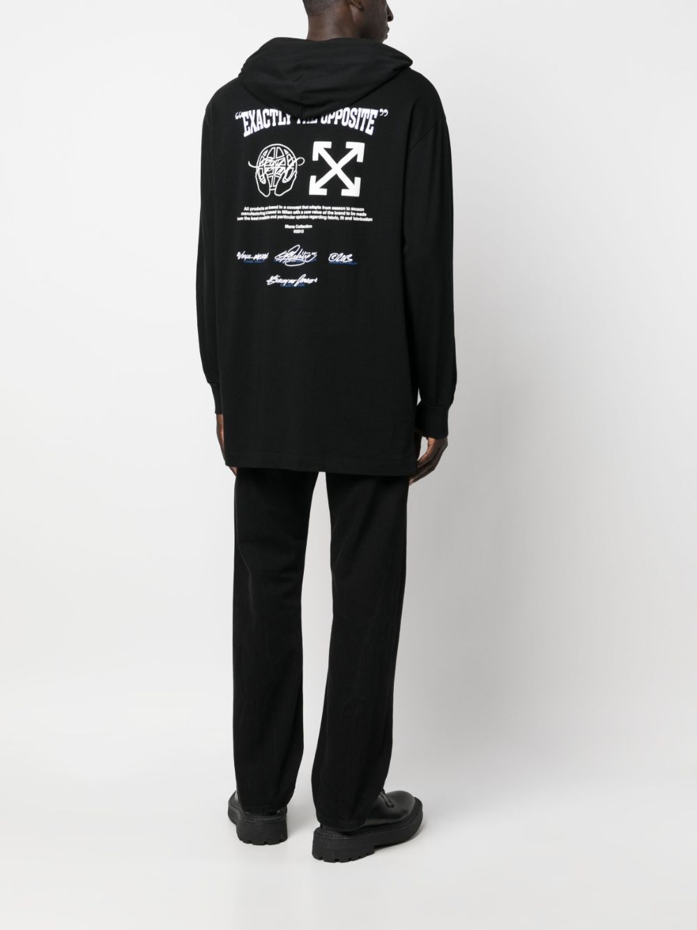 Shop Off-white Slogan-print Drawstring Hoodie In Black