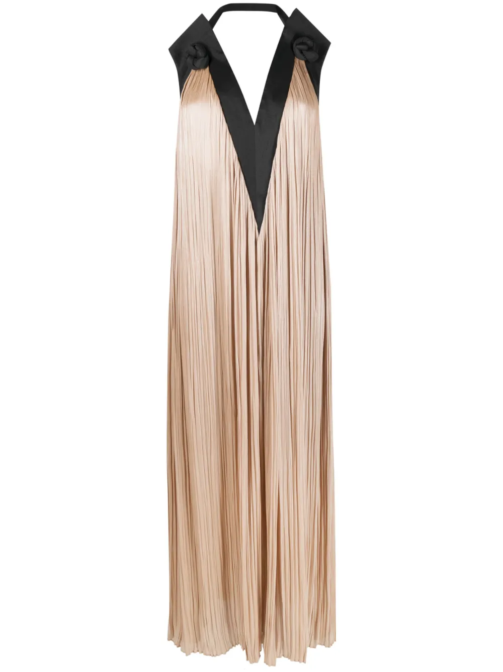 V:pm Atelier Two-tone Open-back Maxi Dress In Neutrals