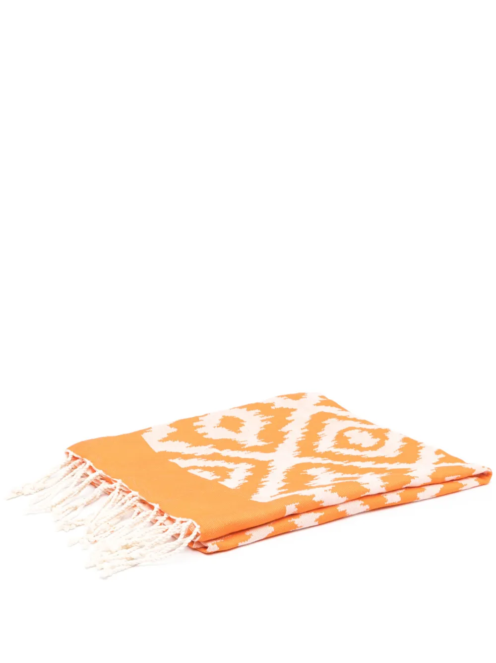 Mc2 Saint Barth Geometric-print Cotton Beach Towel In 橘色