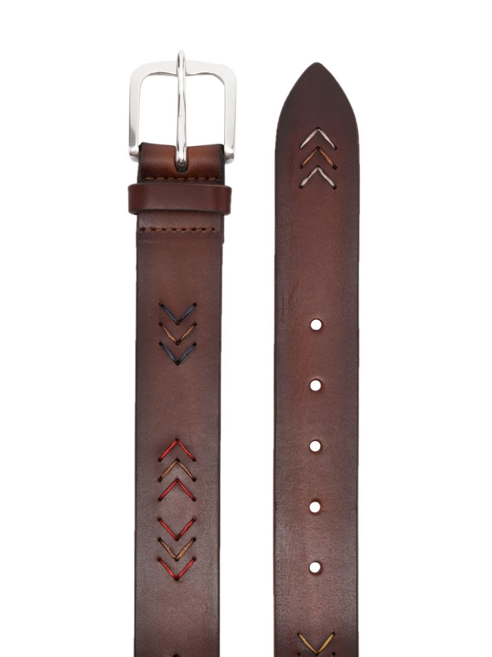 Shop Orciani Embroidered Leather Belt In Brown