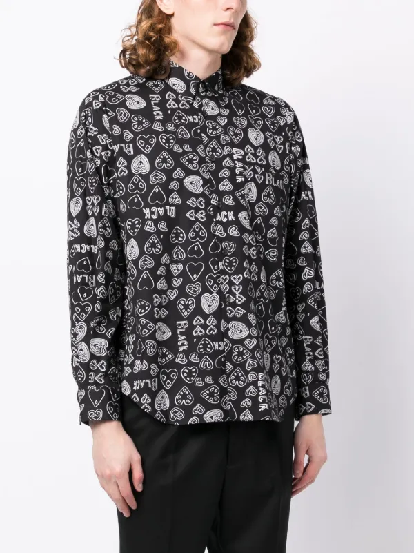 Black Comme Des Garçons ハートプリント シャツ | ブラック