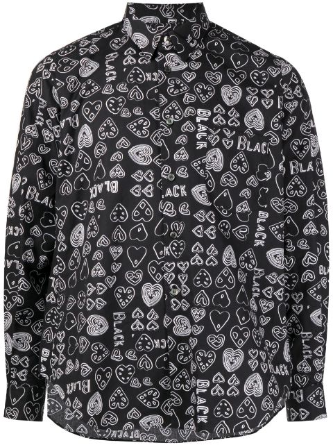 Black Comme Des Garcons heart-print cotton shirt Men