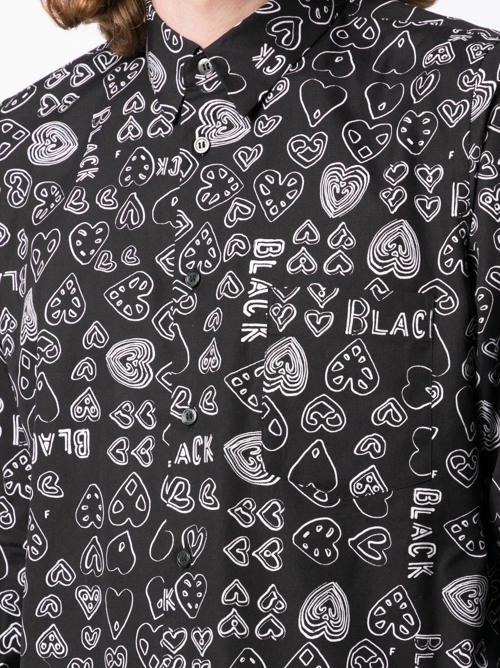 Shop Black Comme Des Garçons Heart-print Cotton Shirt In Black