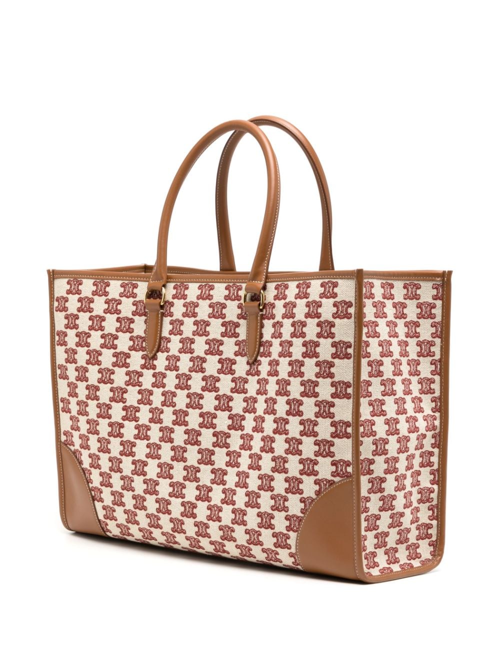 Cabas Triomphe Leather-Trimmed Logo-Print Coated-Canvas Tote Bag