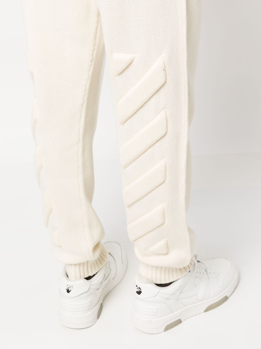 Shop Off-white Diag-stripe Knitted Track Pants In Neutrals