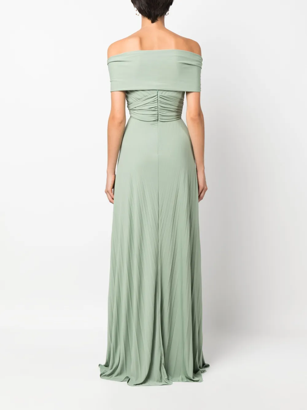 Polo Ralph Lauren Merridan Pleated Jersey Evening Dress In Green