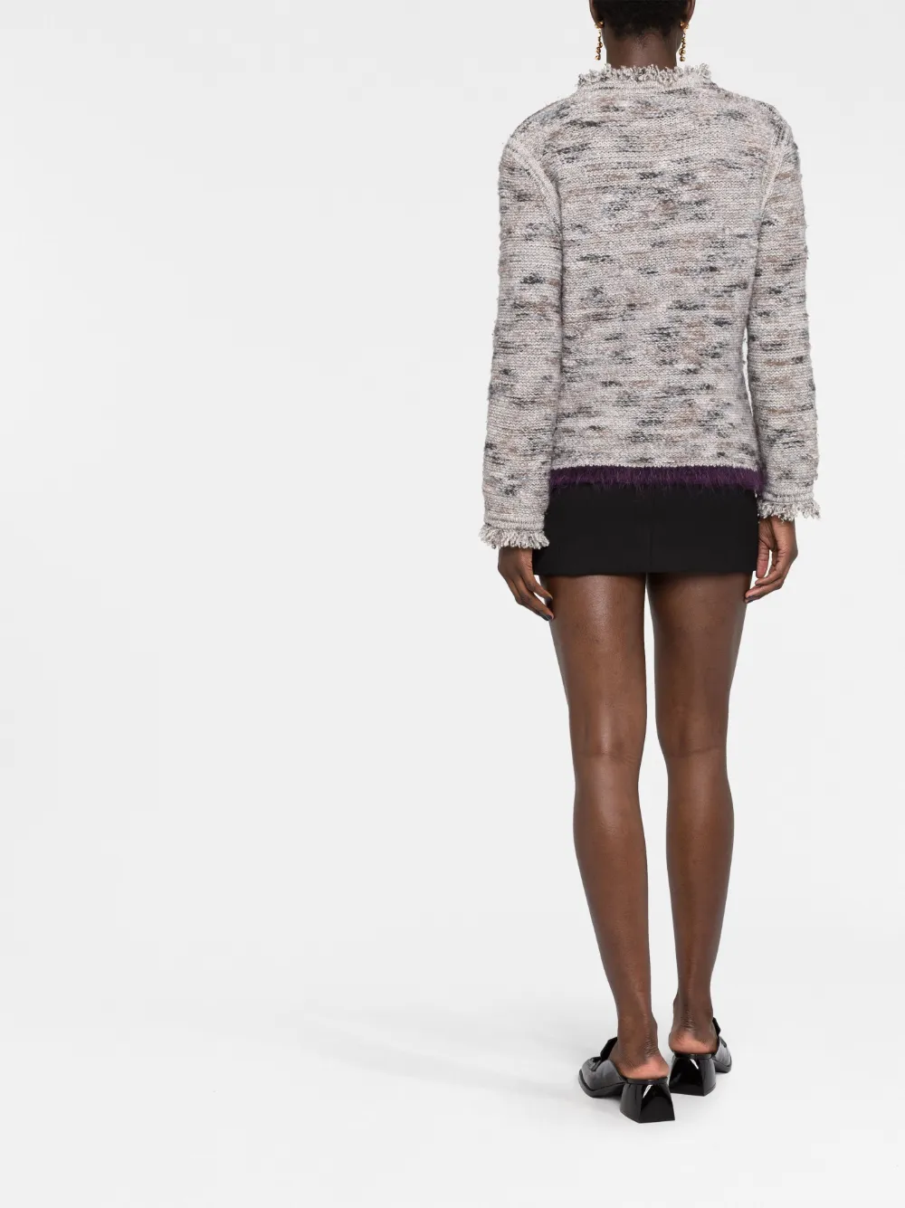 Pre-owned Chanel 1999 Fringe-detailed Cardigan In Grey