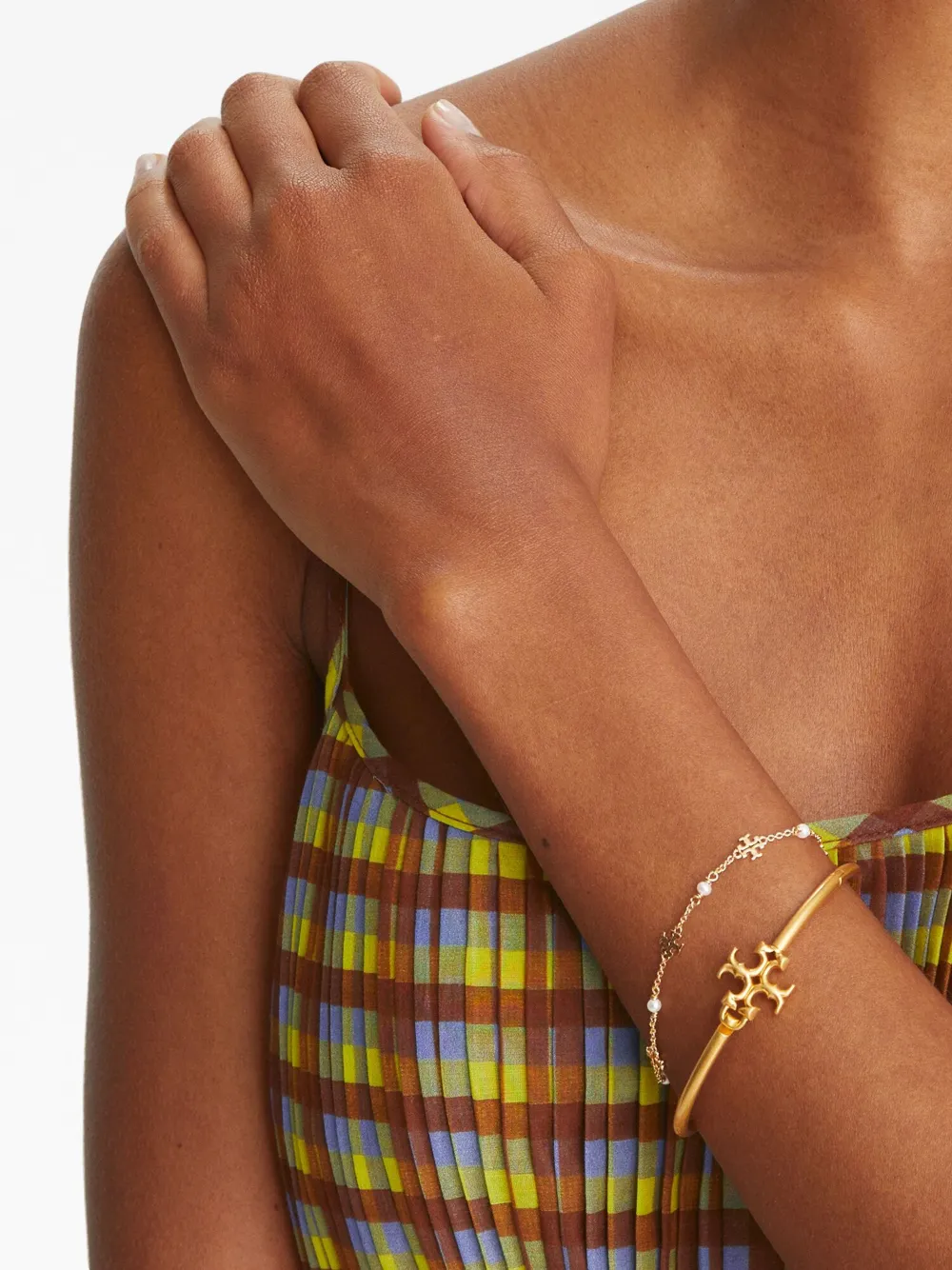 Shop Tory Burch Kira Pearl Chain Bracelet In Gold