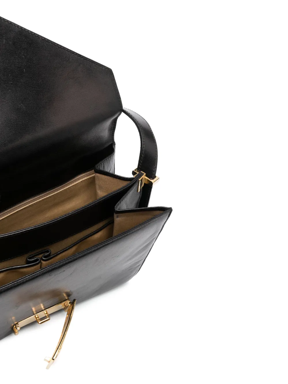 Pre-owned Celine 1970s  Carriage-plaque Shoulder Bag In Black