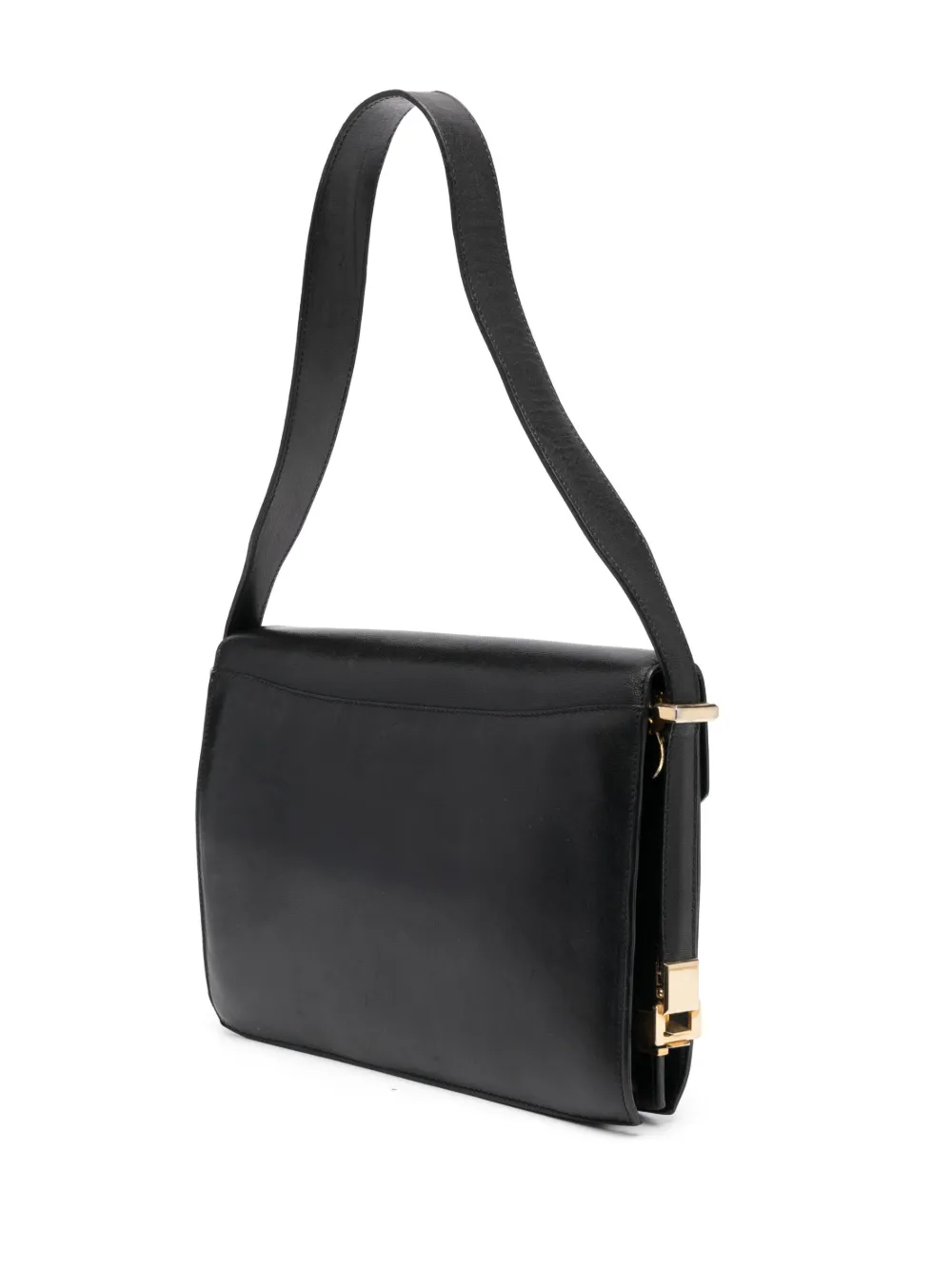 Pre-owned Celine 1970s  Carriage-plaque Shoulder Bag In Black