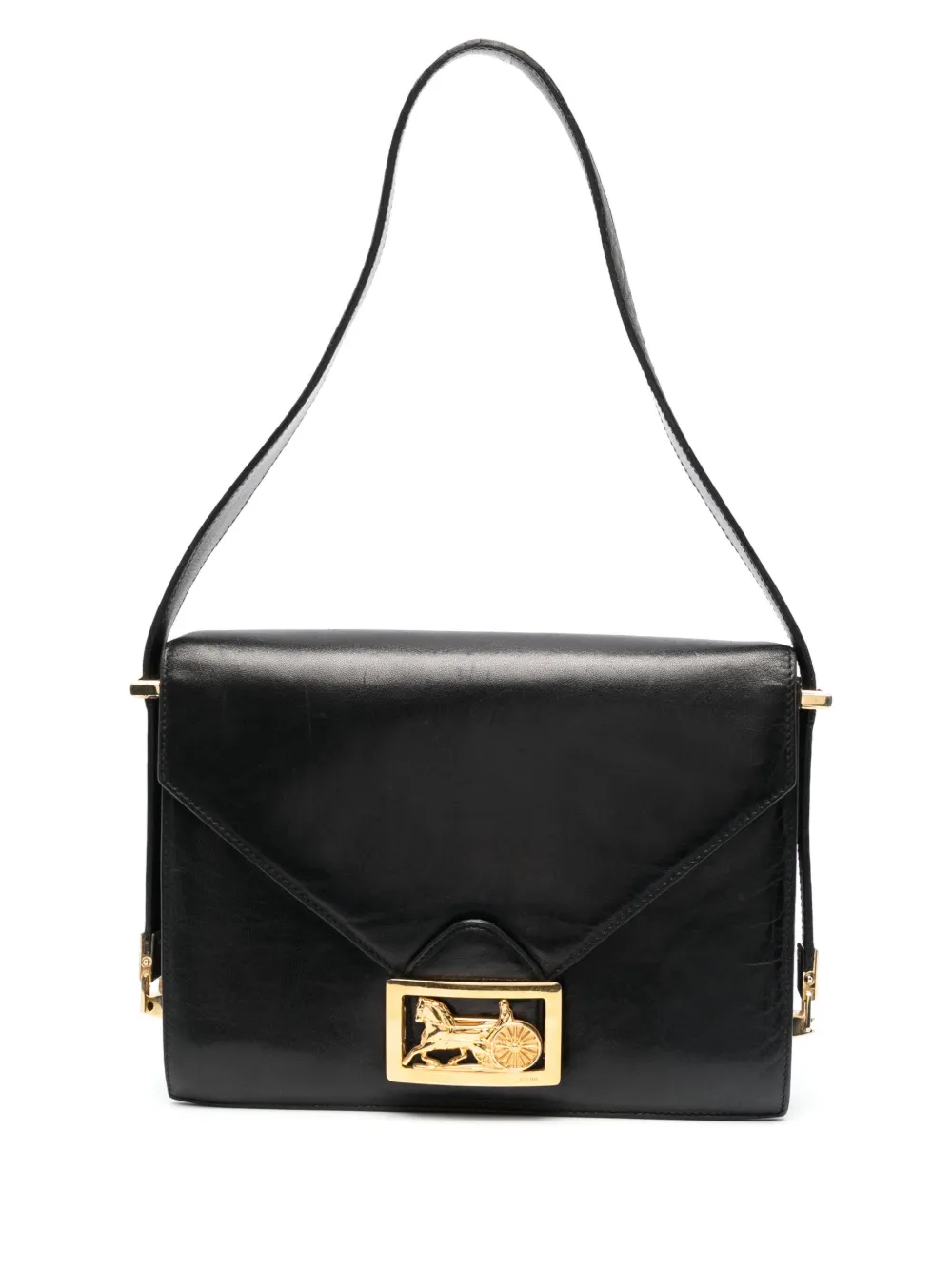 Celine Pre-Owned 1970s pre-owned Carriage-plaque shoulder bag | Black | Image 1