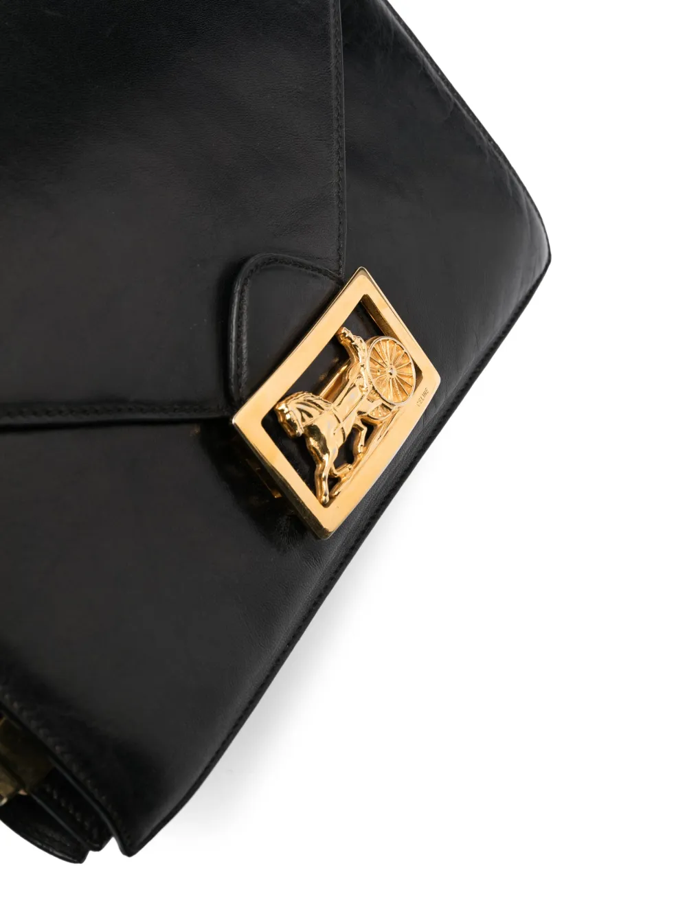 Pre-owned Celine 1970s  Carriage-plaque Shoulder Bag In Black