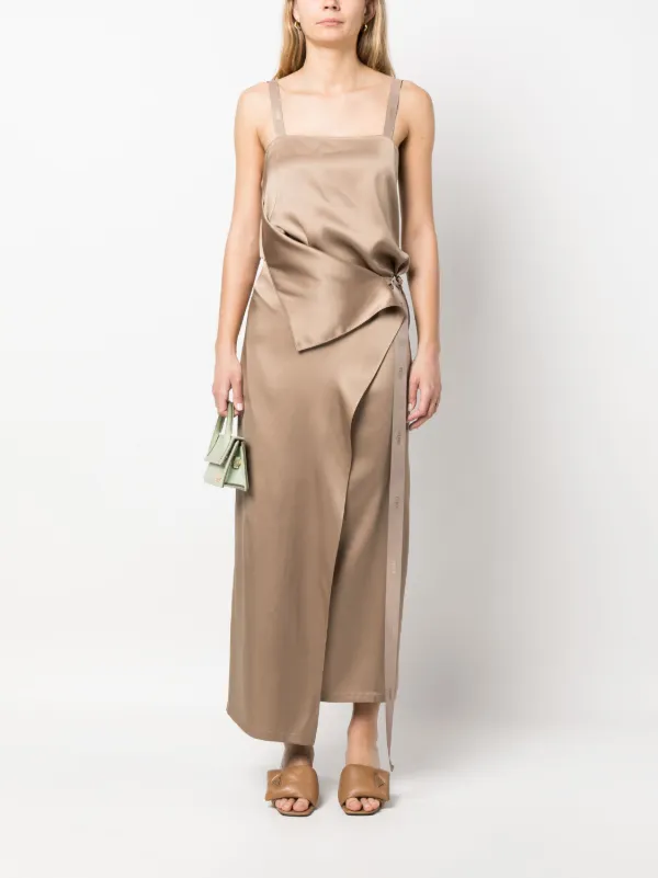 FENDI tie waist Silk Maxi Dress Neutrals FARFETCH IE