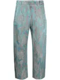 Alberto Biani floral-jacquard cropped trousers - Blue