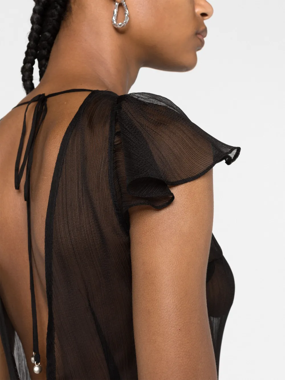 V:pm Atelier Short-sleeve Semi-sheer Dress In Black