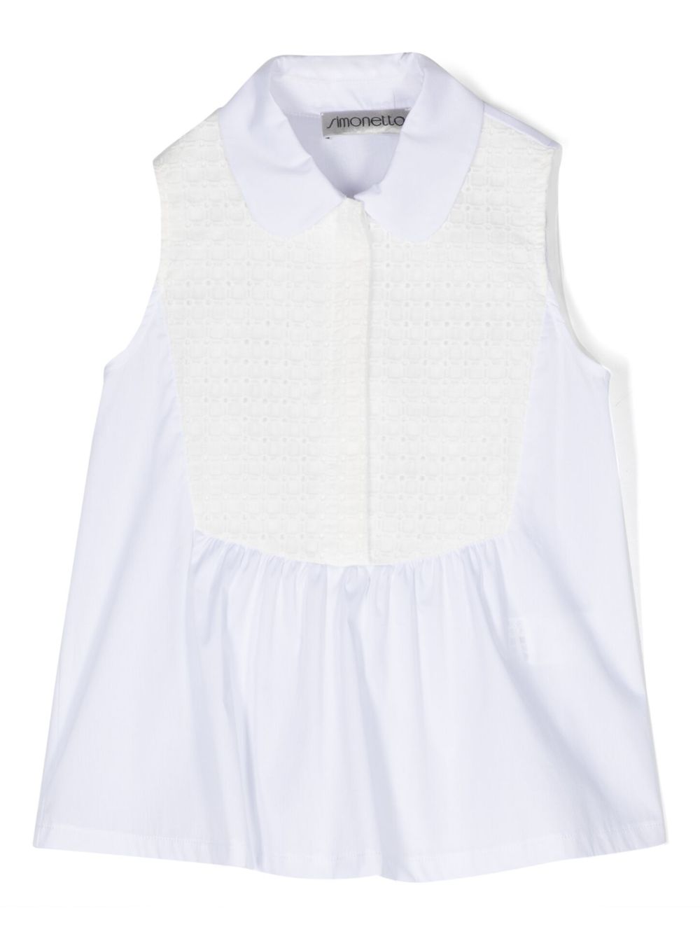 Simonetta lace-panelling sleeveless shirt - White