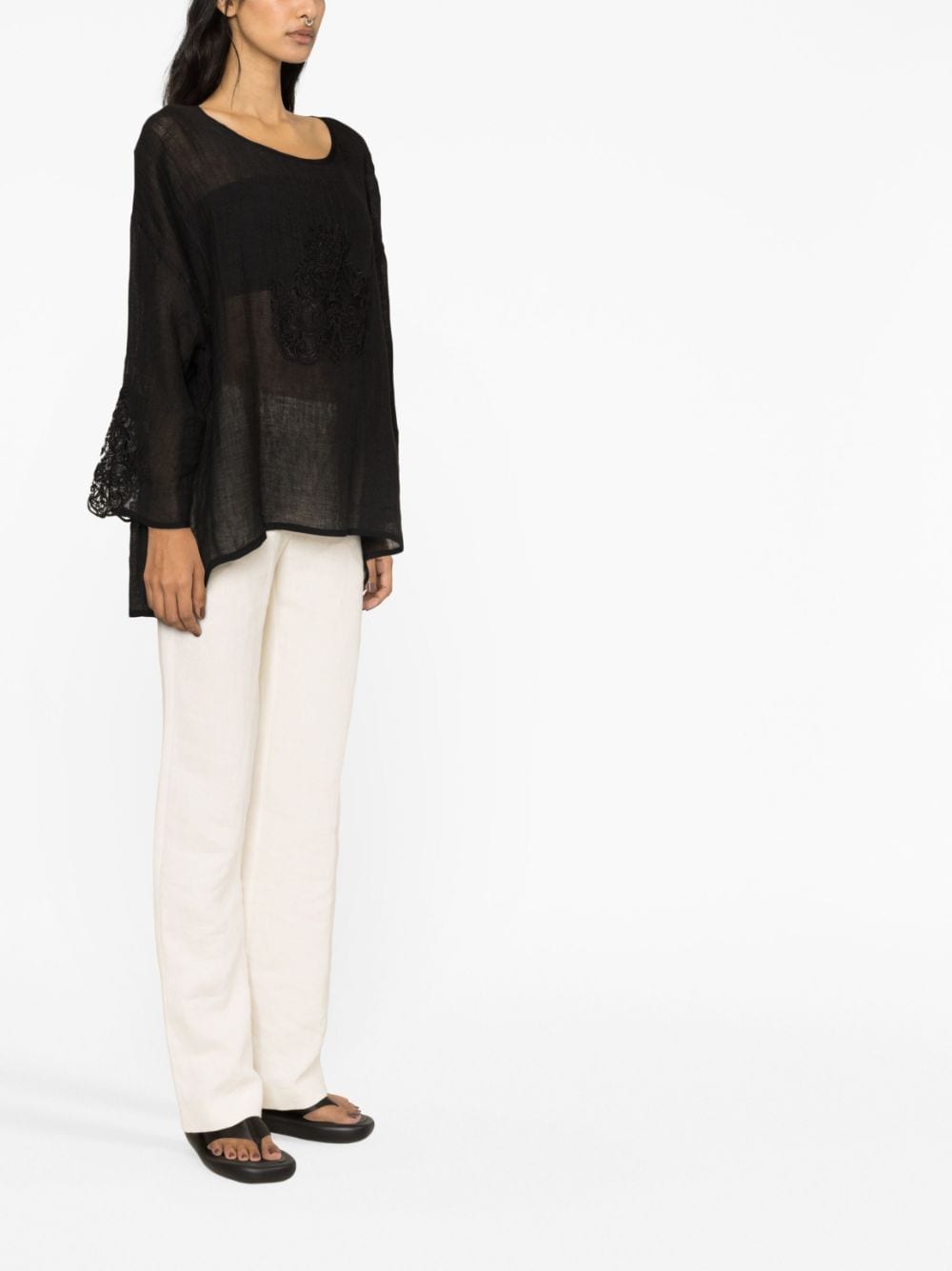 Shop Maurizio Mykonos Lace-insert Top In Black