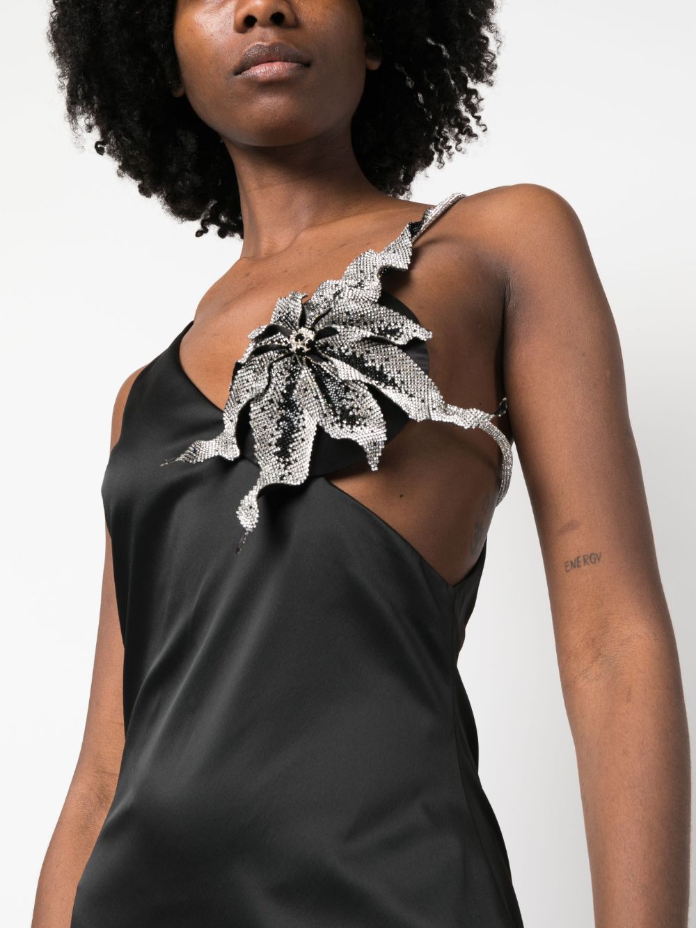 Shop Nué Orchid Asymmetric-shoulder Minidress In Black
