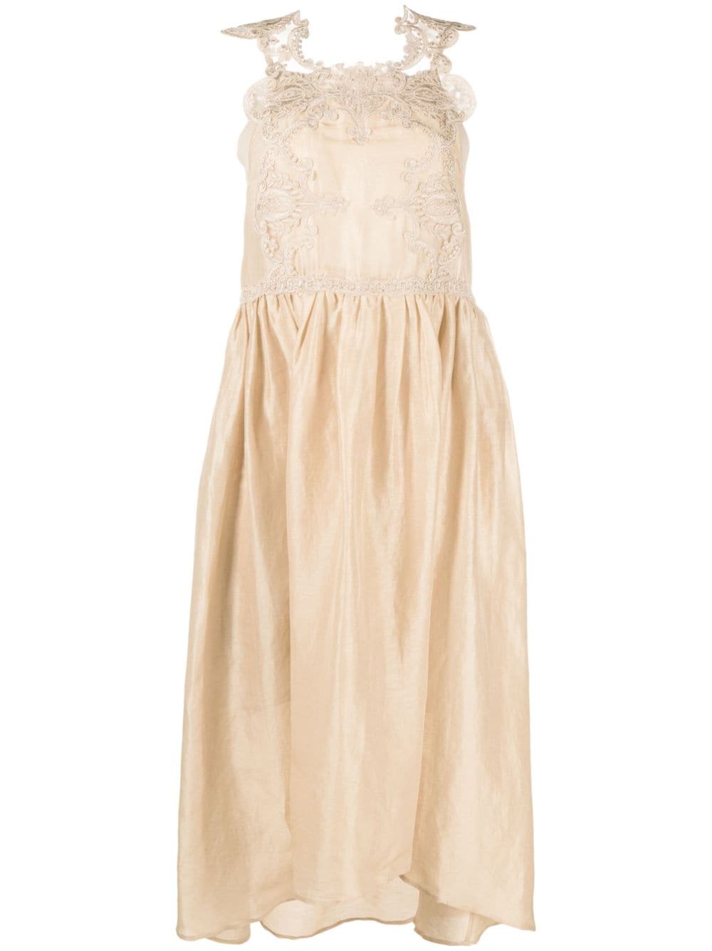 Maurizio Mykonos Lace Cut-out Detailed Long Dress In Neutrals