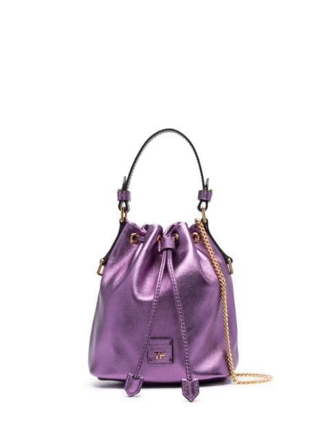 TOM FORD - small Disco metallic leather bucket bag