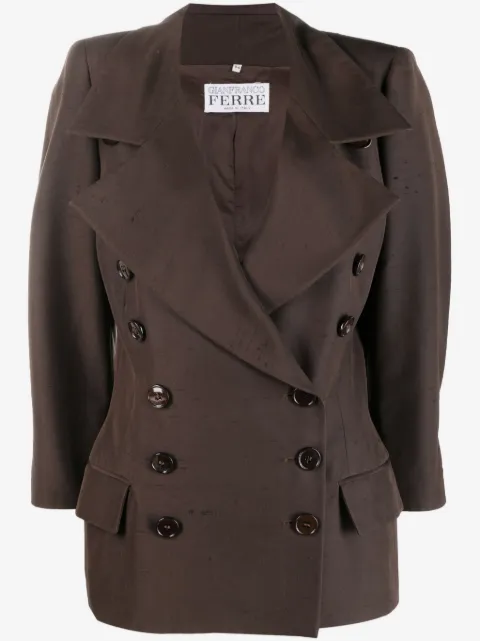 Gianfranco Ferré Pre-Owned 1990's 와이드 라펠 실크 더블 브레스티드 재킷