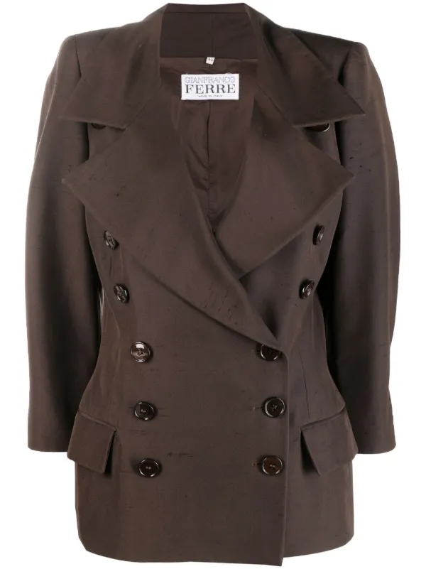 ジャケット・アウター XL90s Gianfranco Ferre 100%cashmere coat Gianfranco Ferré Pre-Owned 1990s wide-lapel double-breasted Silk