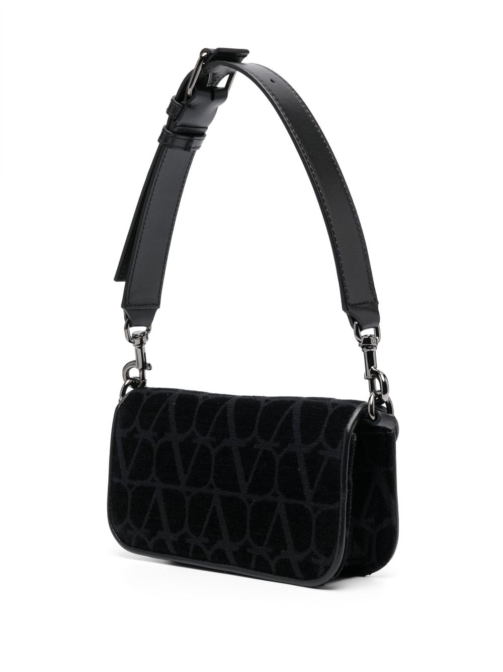 Shop Valentino Vlogo Signature Canvas Shoulder Bag In Schwarz