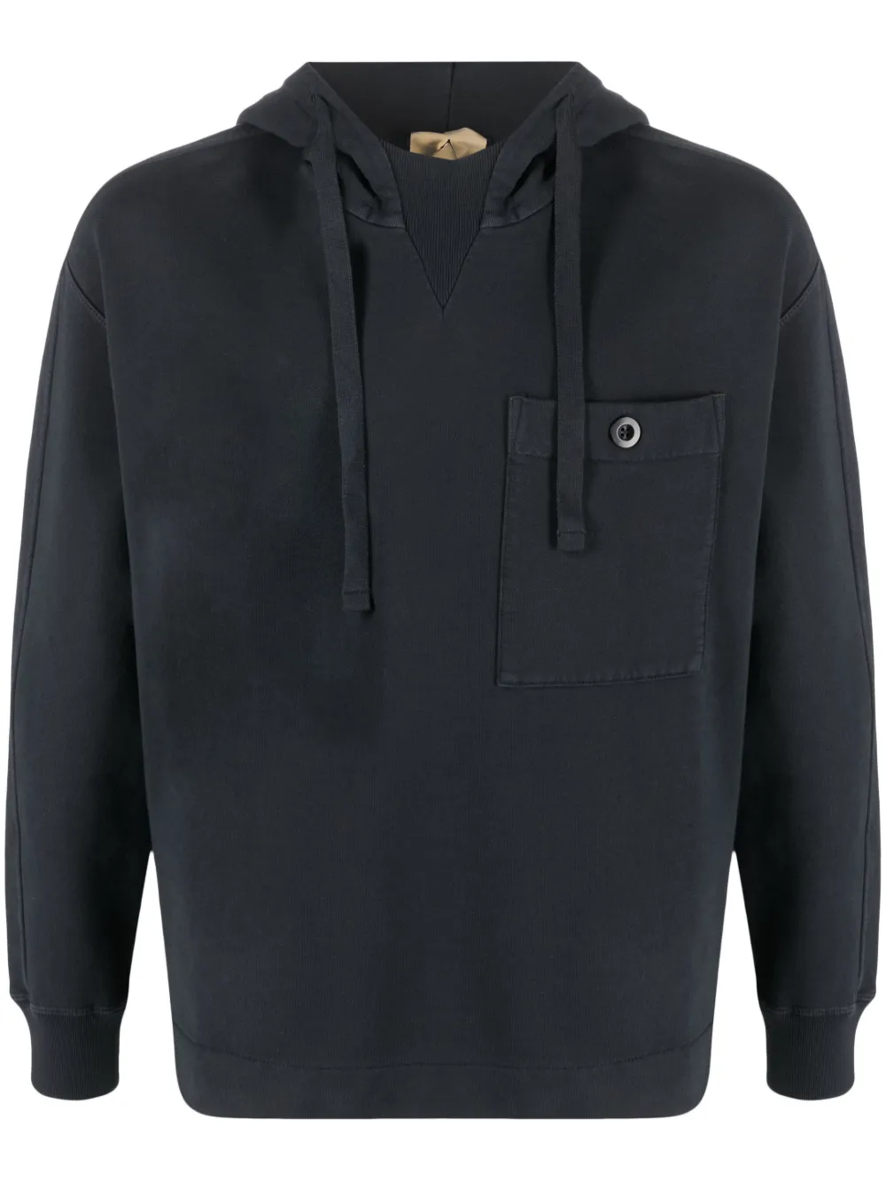 Ten C logo-patch drawstring cotton hoodie | Grey | Image 1