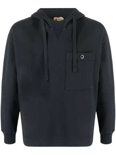 Ten C logo-patch drawstring cotton hoodie 