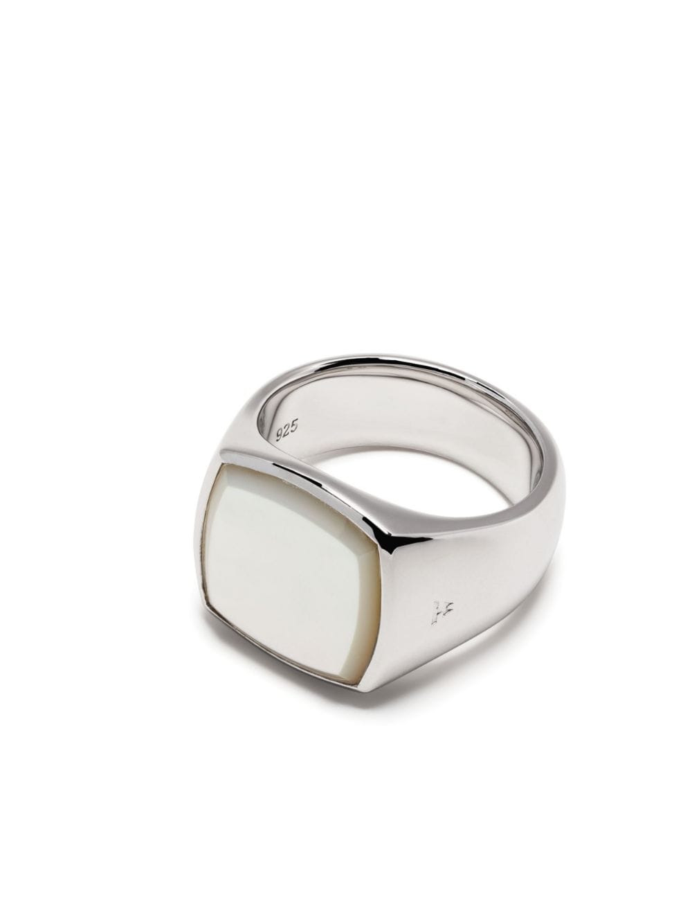 Shop Tom Wood Cushion Mother-of-pearl Signet Ring In Silver