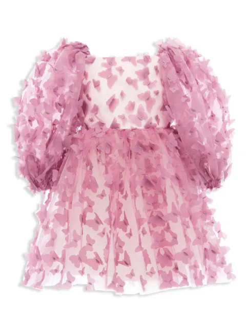 Tulleen vestido acampanado con aplique de mariposa