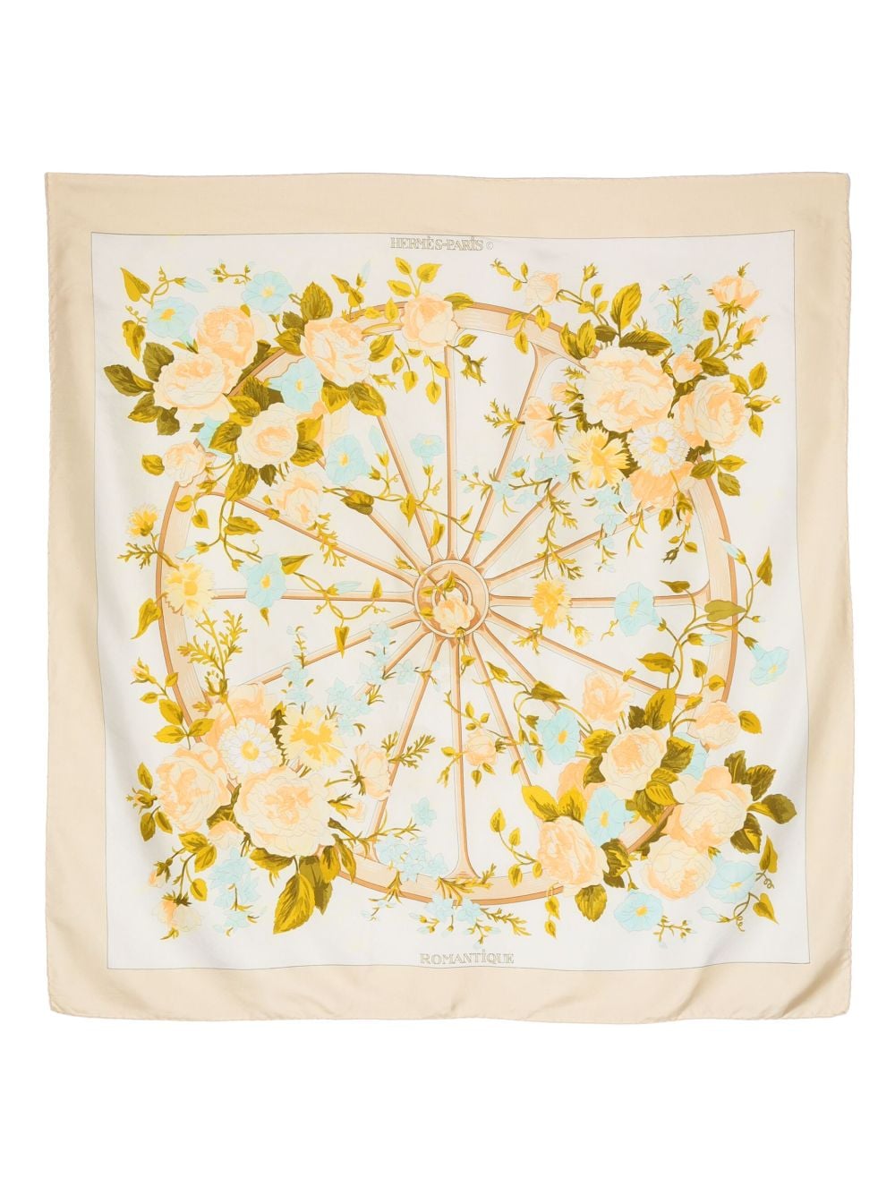 Pre-owned Hermes 1990s  Romantique Silk Scarf In Neutrals