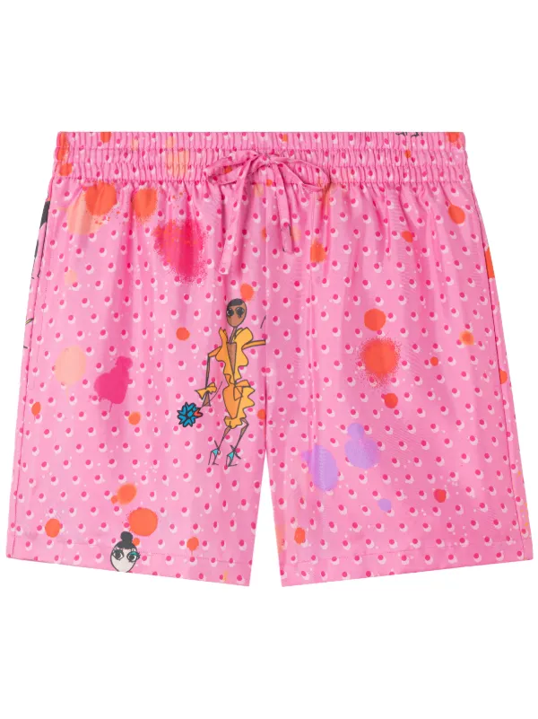 Az Factory Polka-dot Print Drawstring Shorts in Pink