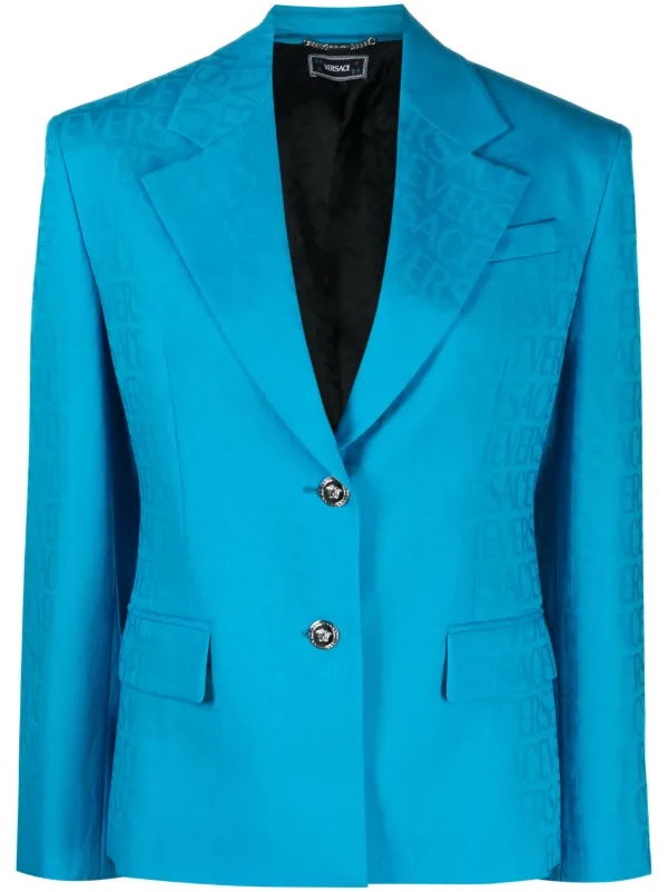 ジャケット VERSACE DOUBLE-BREASTED VERSACE ALLOVER JACQUARD WOOL JACKET Versace Tweed wool blazer jacket - Black | 10070691A053342W020