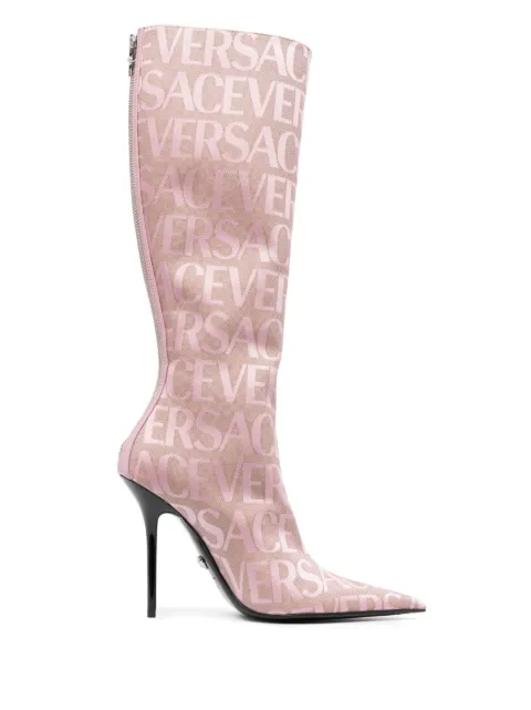Versace allover knee-high boots
