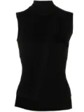 Versace Slashed ribbed roll-neck top - Black