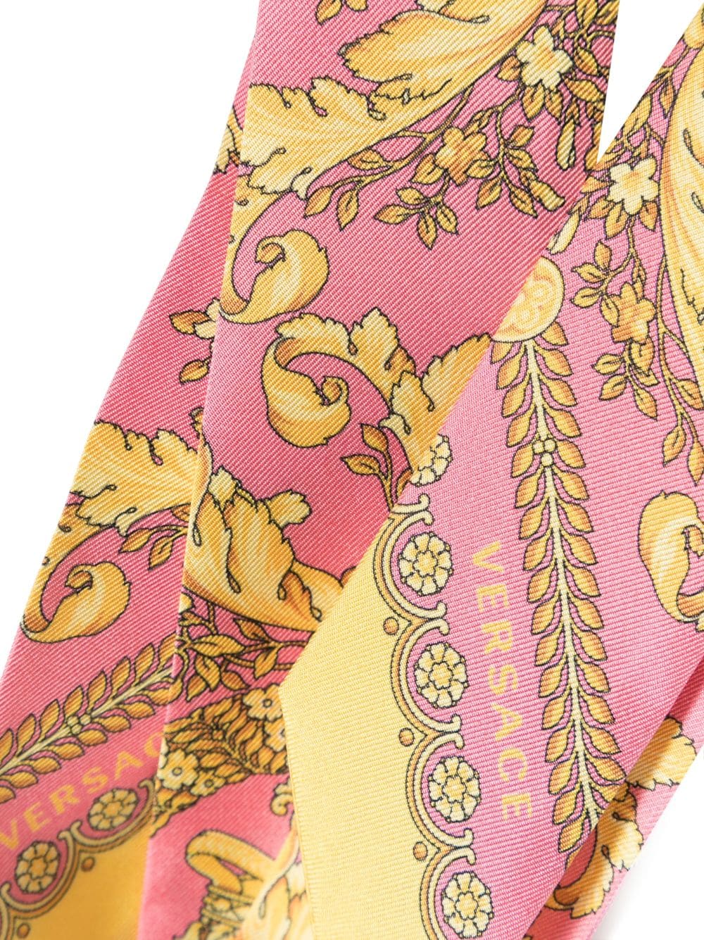 Shop Versace Barocco Silk Scarf Tie In Pink