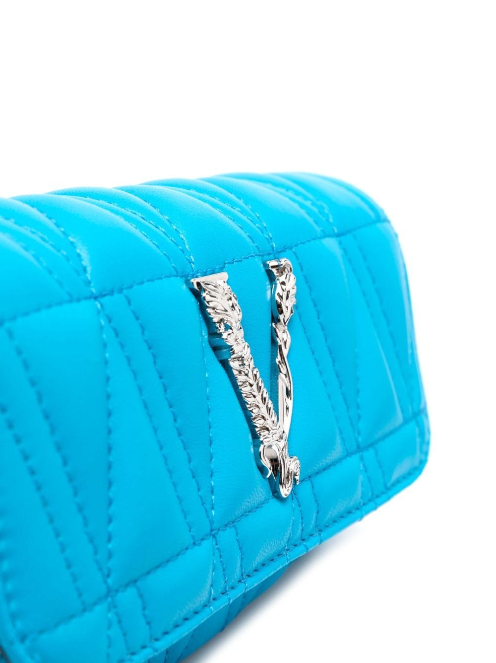 Shop Versace Mini Virtus Quilted Leather Crossbody Bag