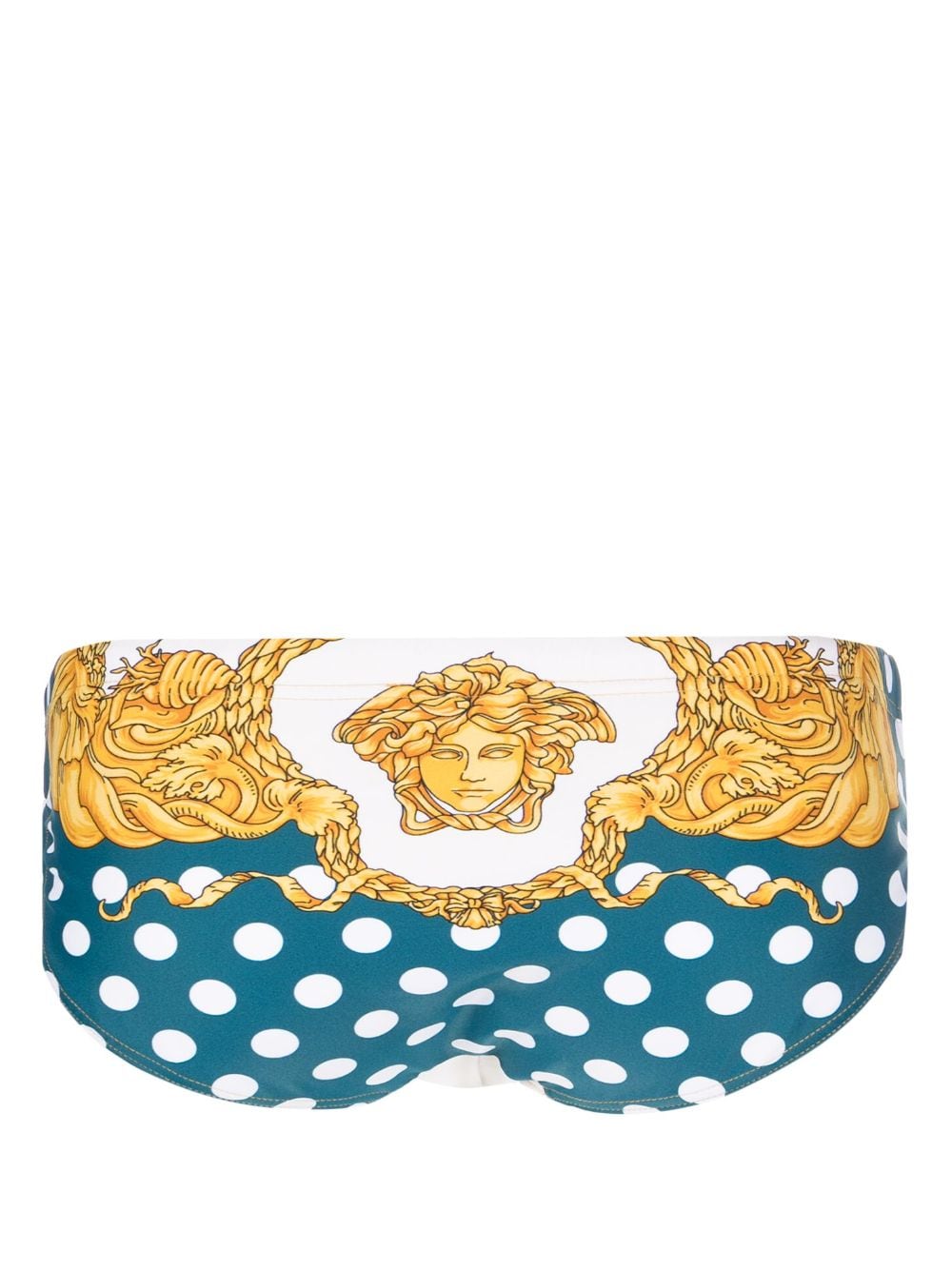 Shop Versace Seashell Baroque Swim Briefs In Blue