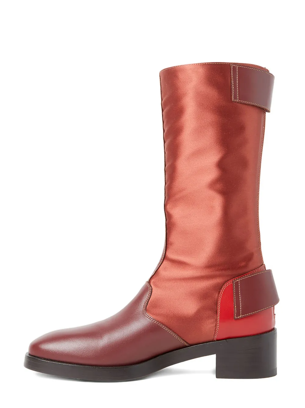 Durazzi Milano satin leather buckle boots Red