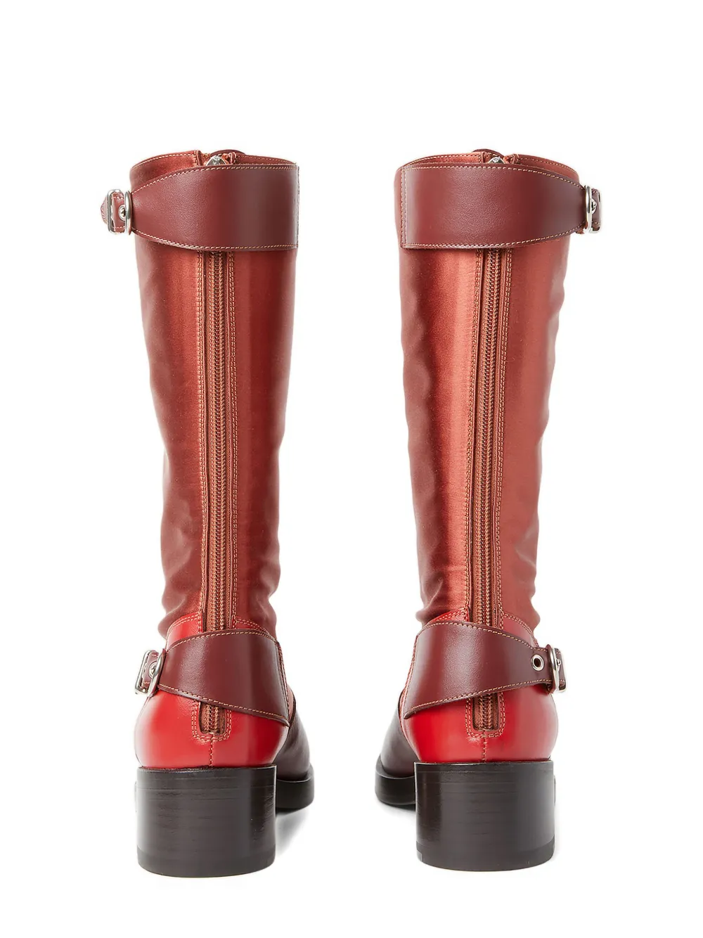 Durazzi Milano satin leather buckle boots Red