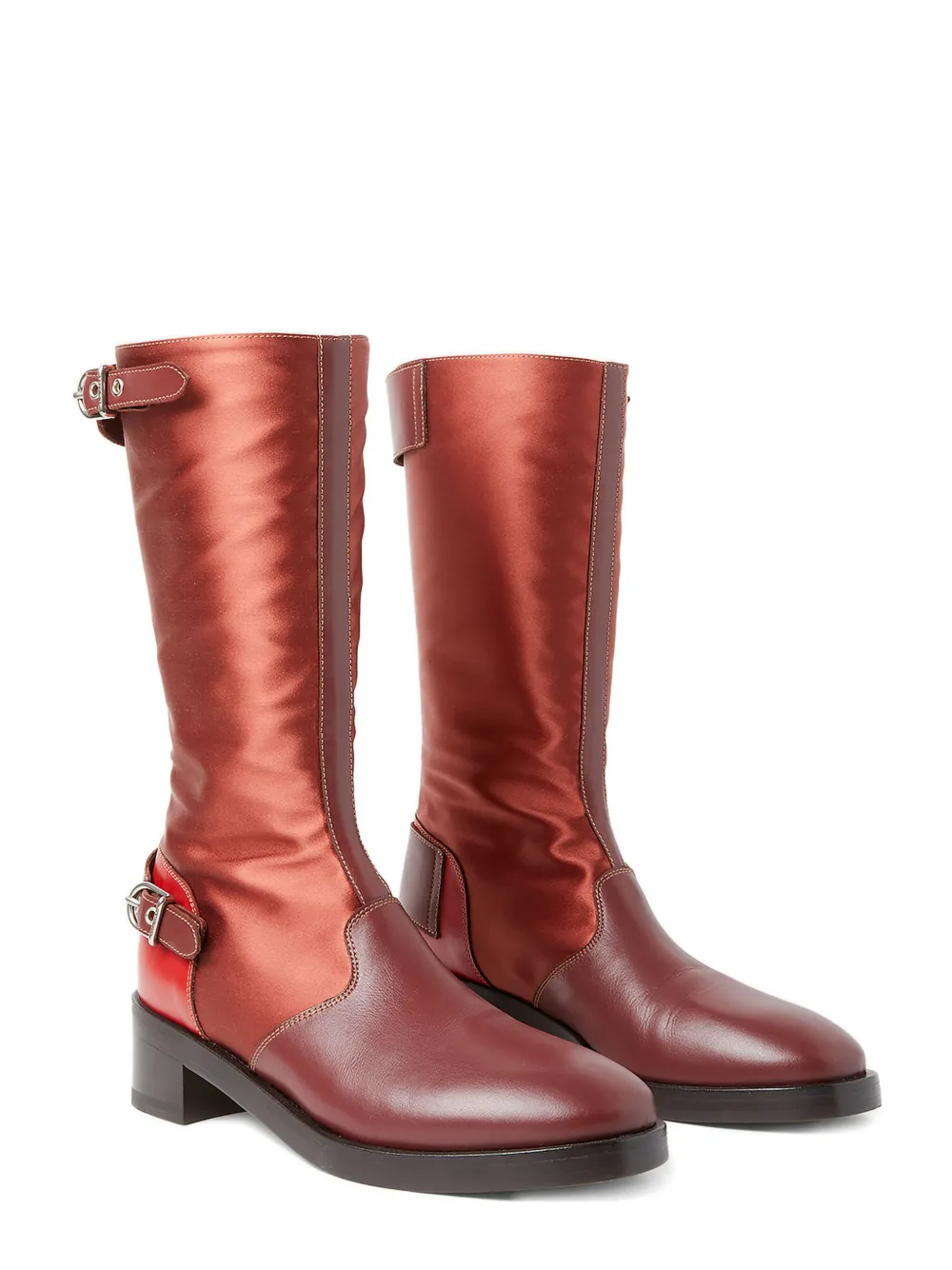 Durazzi Milano satin leather buckle boots Red