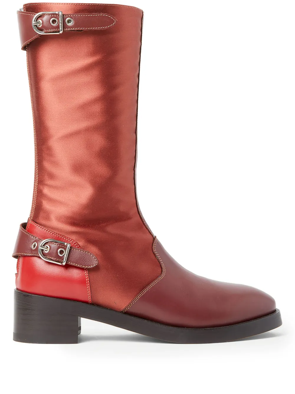 Durazzi Milano satin leather buckle boots Red