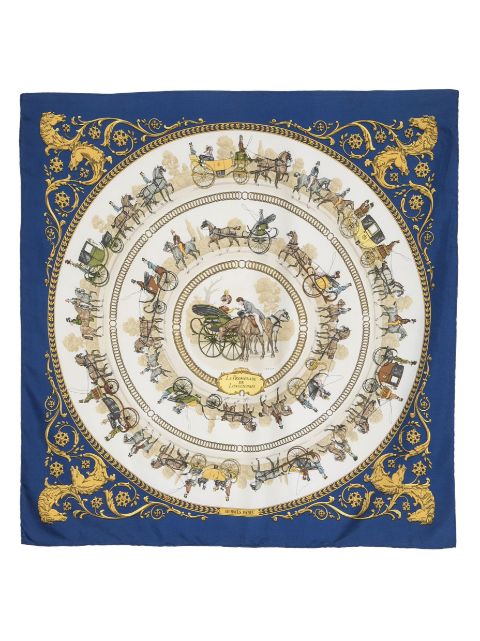 Hermès - 1970s pre-owned La Promenade de Longchamps silk scarf