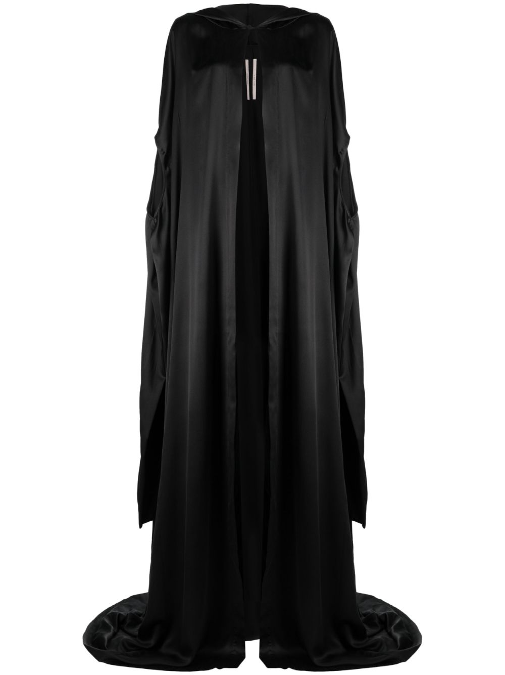 Rick Owens Hooded Silk-satin Gown In 黑色