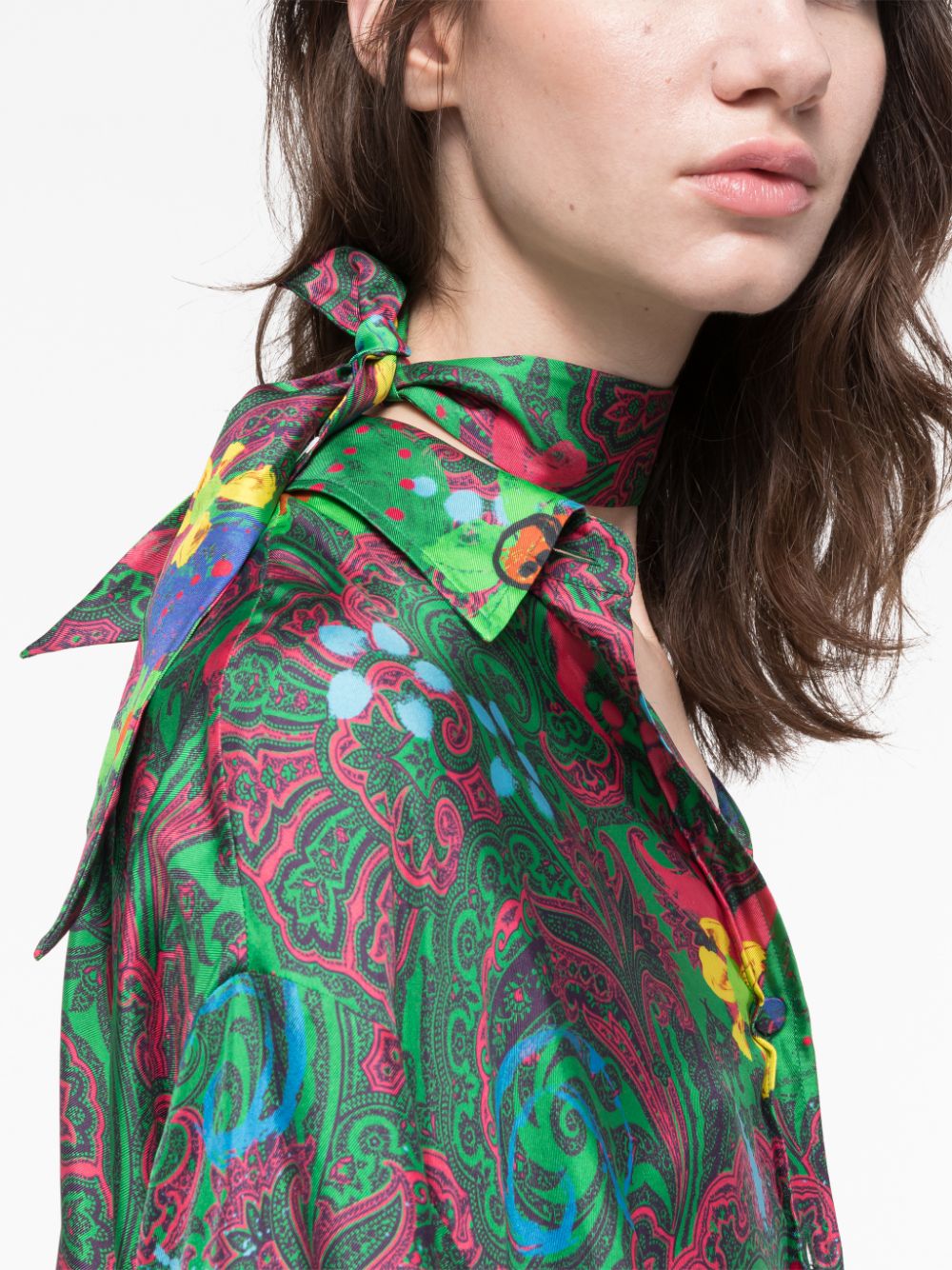 AZ FACTORY paisley print silk scarf - Groen