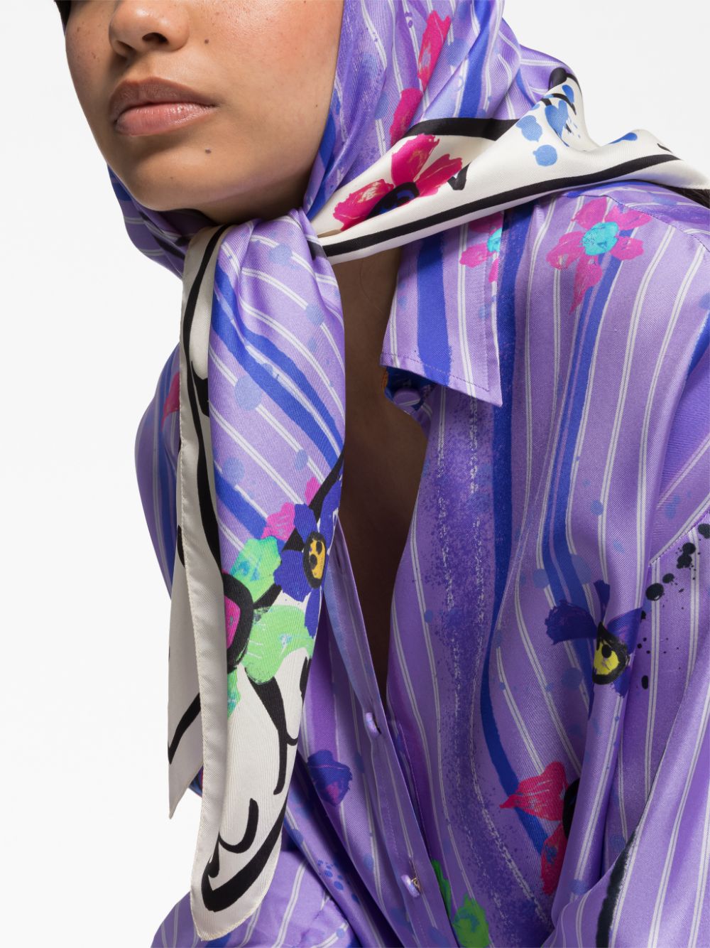 AZ FACTORY graphic print silk scarf - Paars