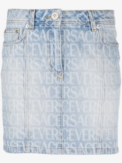 Versace logo denim skirt