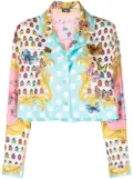 Versace Butterflies cropped silk shirt - Blue